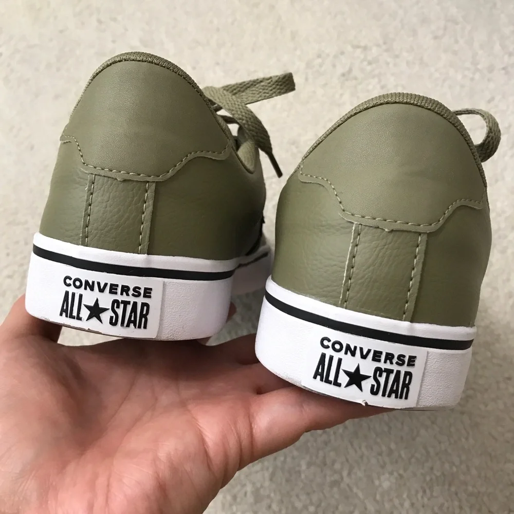 Converse Mens Olive Green Sneakers Faux Leather All Star Tobin Ox Size 8.5 - Picture 6 of 10